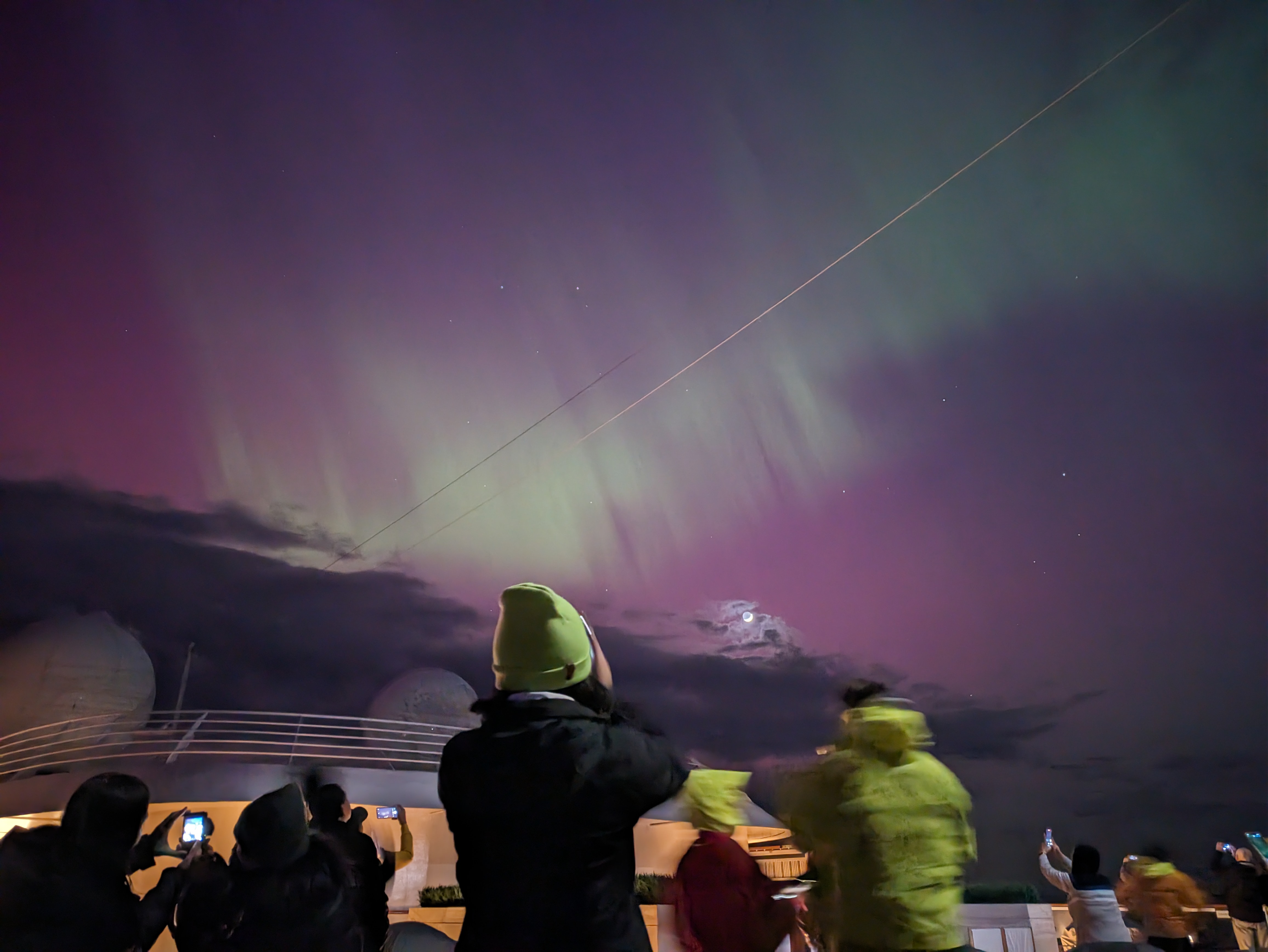 Northern lights seen from Lake Erie on the Viking Octantis cruise ship.