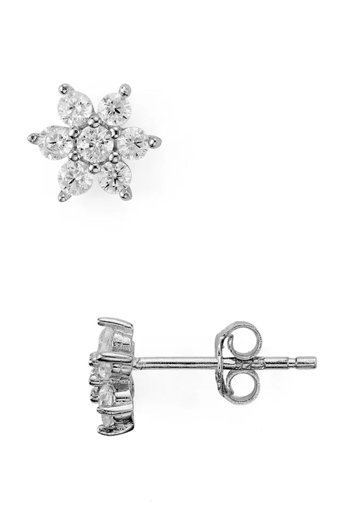 AQUA Sterling Silver Flower Stud Earrings