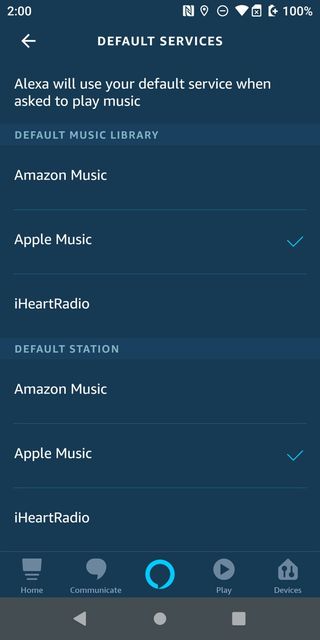 Alexa app music default 3