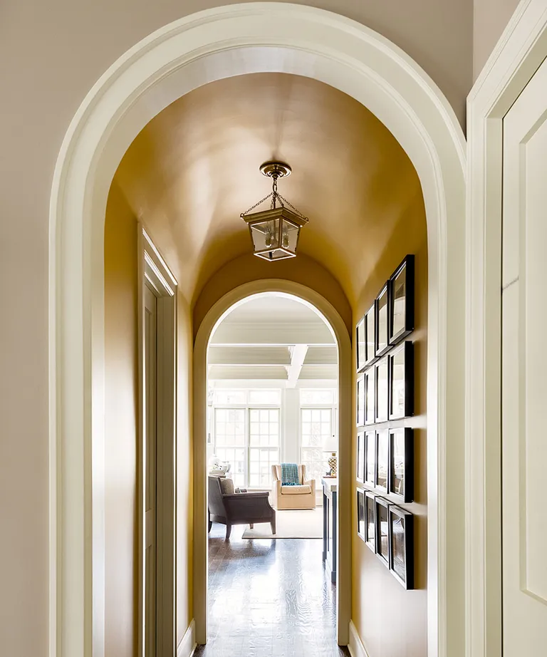 Hallway with tall arched ceiling