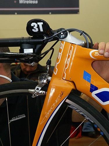 The 3T bar required an extra stem segment to get it low enough for wind tunnel testing. Ultimately, a custom stem and/or fork modification is in order.