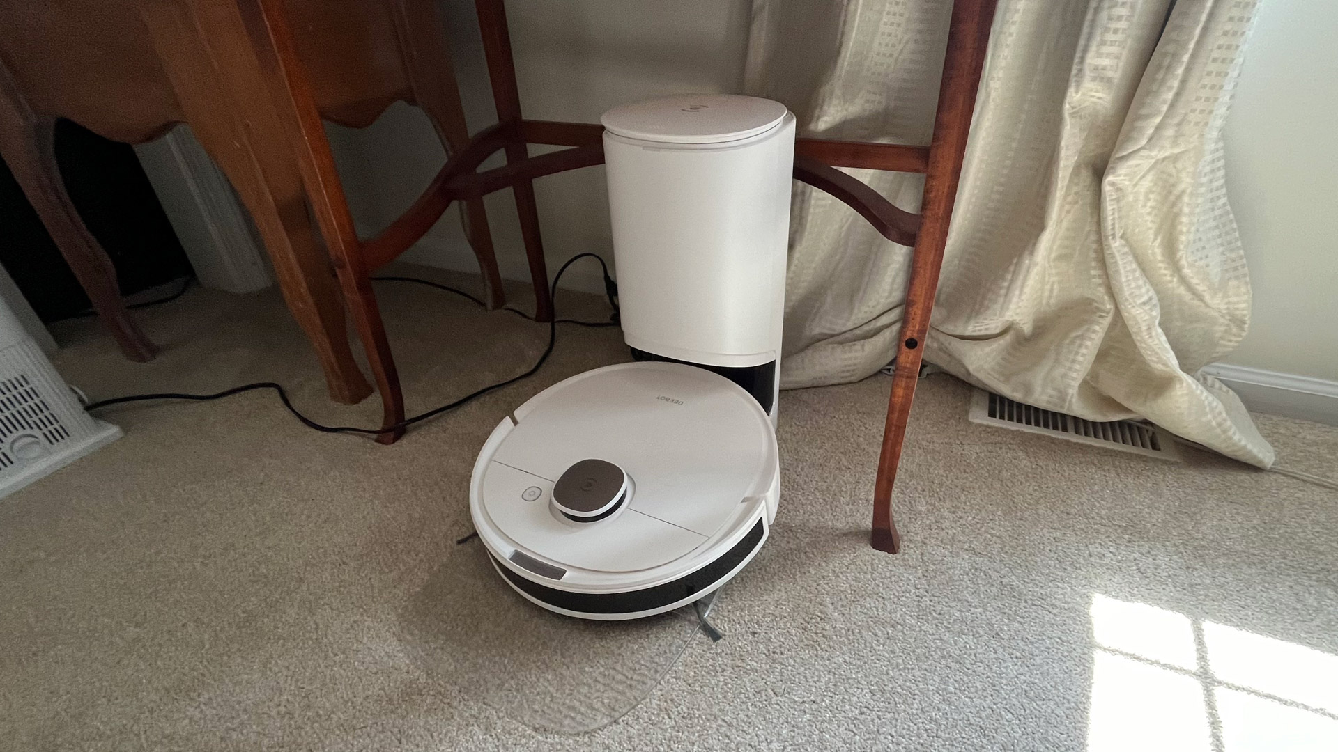 Ecovacs Deebot N10 Plus set up on a carpet