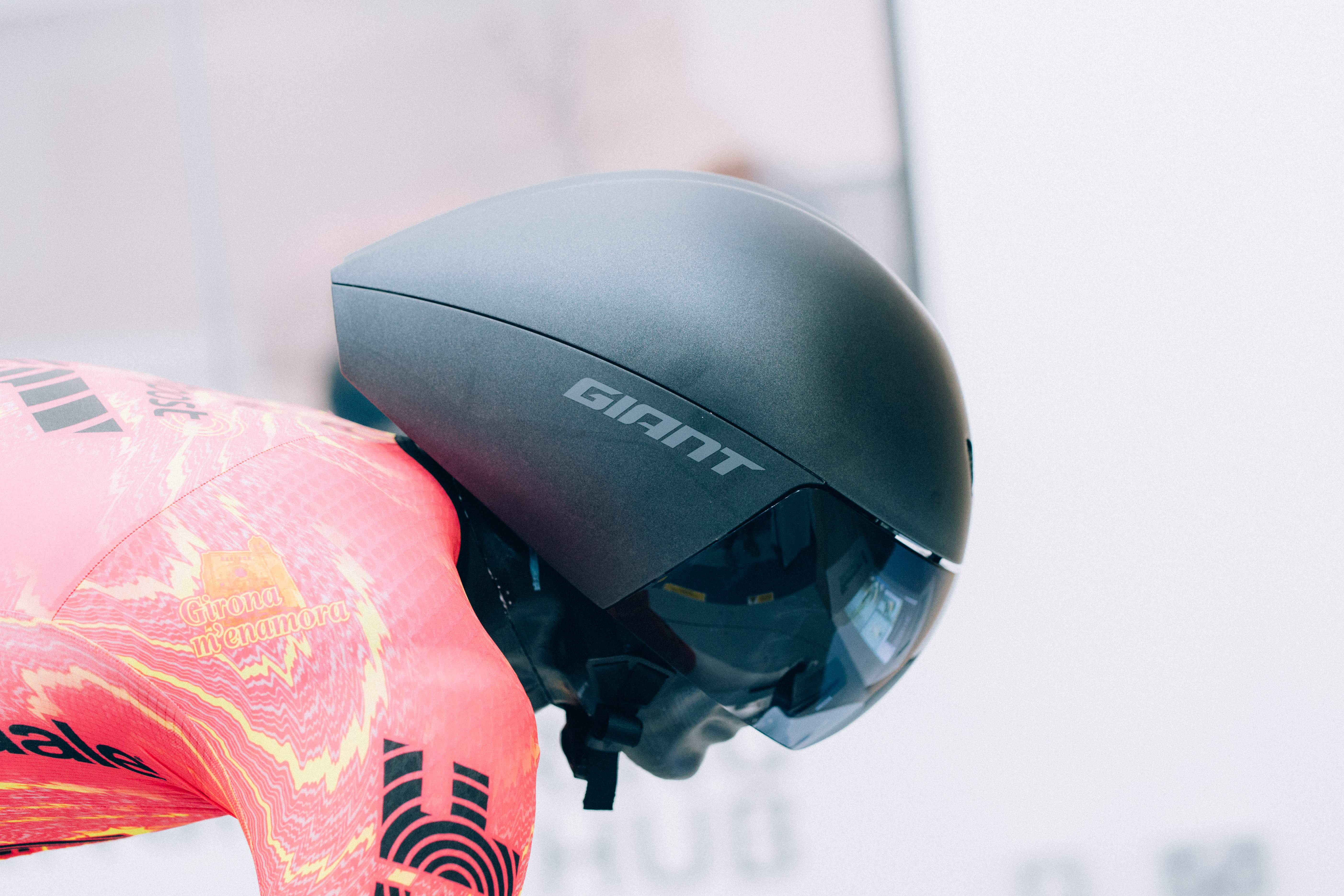 A close up of helmets being tested in the wind tunnel