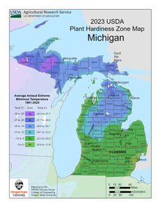 USDA Plant Hardiness Zone Map for Michigan