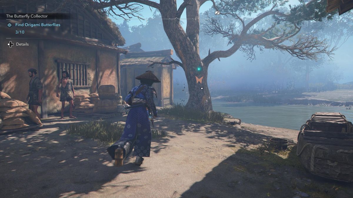 Assassin's Creed Shadows Butterfly Collector locations - The fourth butterfly on a tree next to a river.