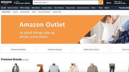 Screenshot of Amazon Outlet home page