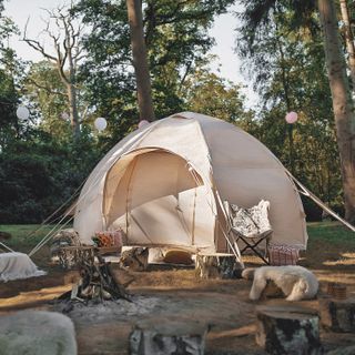 Tent in boho style garden