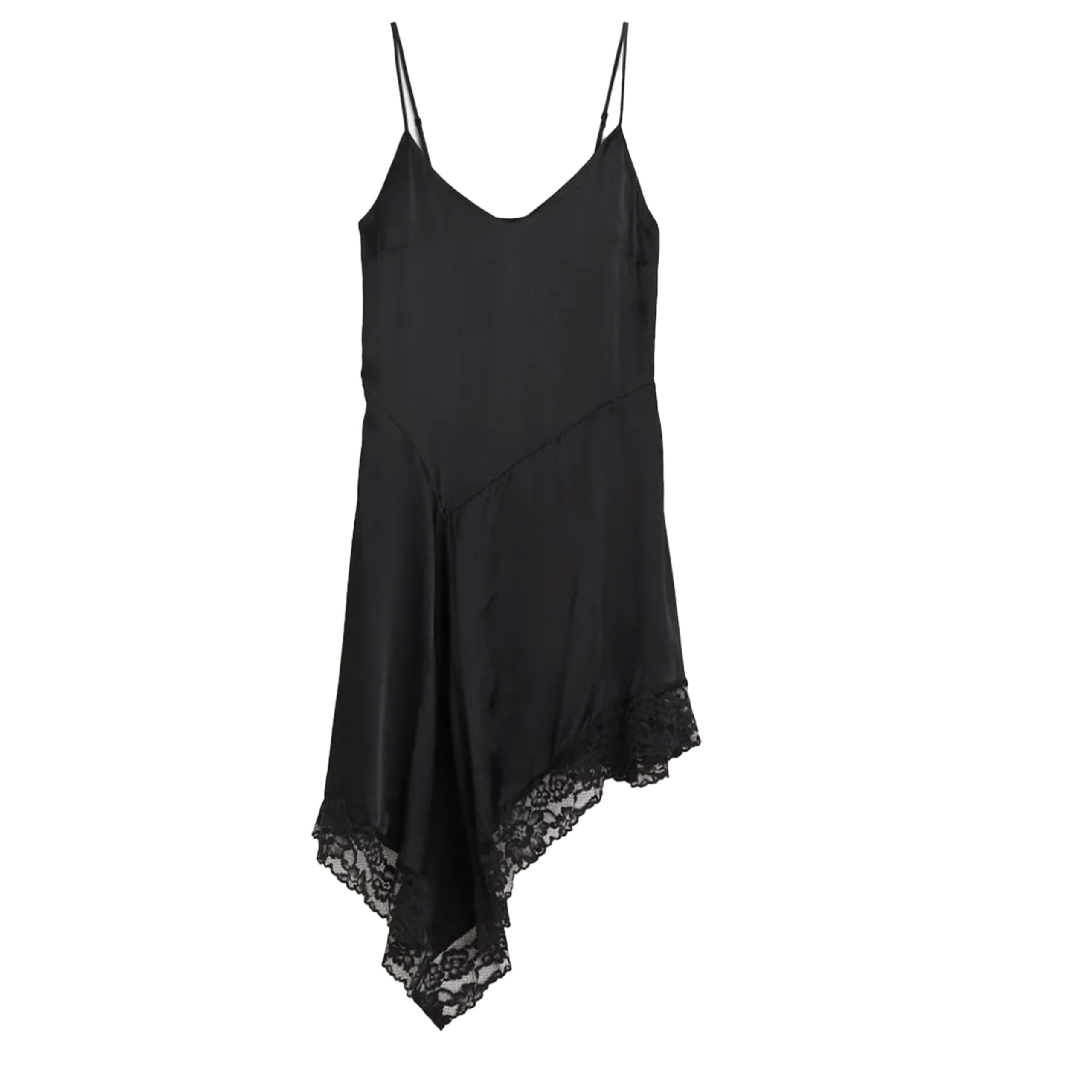 Lace-Trimmed Satin Dress
