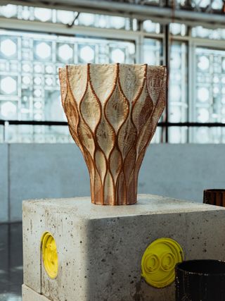 ‘Muqar’ vase, by Mamou-Mani for Trame, on view at the Institut du Monde Arabe in Paris in February