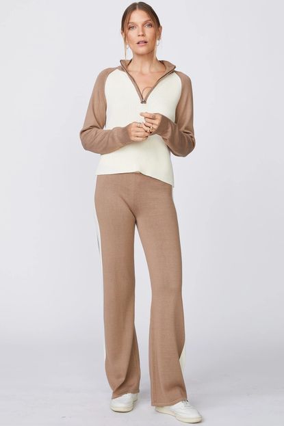 MONROW Color Block Half Zip Sweater + Color Block Lounge Pants