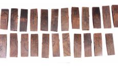 Wooden slips marked with Chinese characters that relate to the traditional Tiangan Dizhi astronomical calendar.