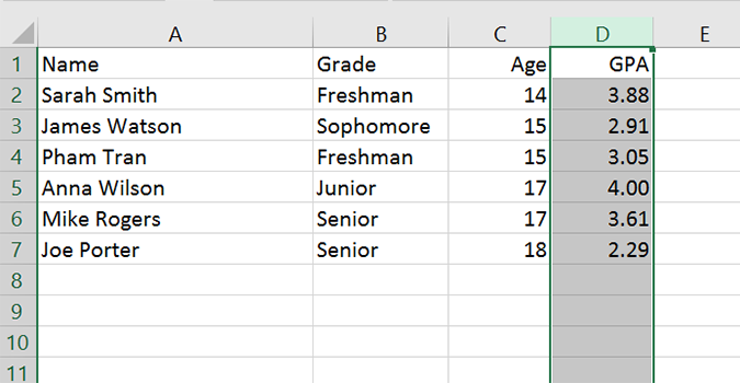 excel add sortable column