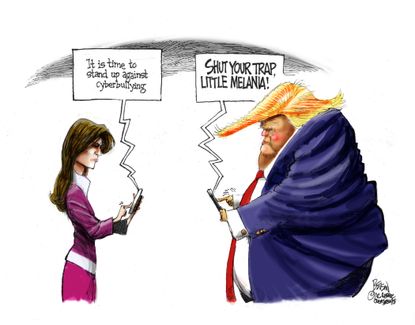 Political cartoon U.S. Melania Trump Be Best cyberbullying Trump tweets sexist