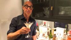 stanley tucci in his home bar