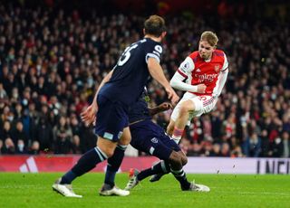 Arsenal’s Emile Smith Rowe scores the second goal during the Premier League match at Emirates Stadium, London. Picture date: Wednesday December 15, 2021