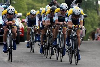 Astana riding in TTT formation during the Giro d'Italia's opening stage in May