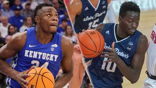 (L to R) Oscar Tshiebwe and Fousseyni Drame will face off in the Kentucky vs Saint Peter's live stream