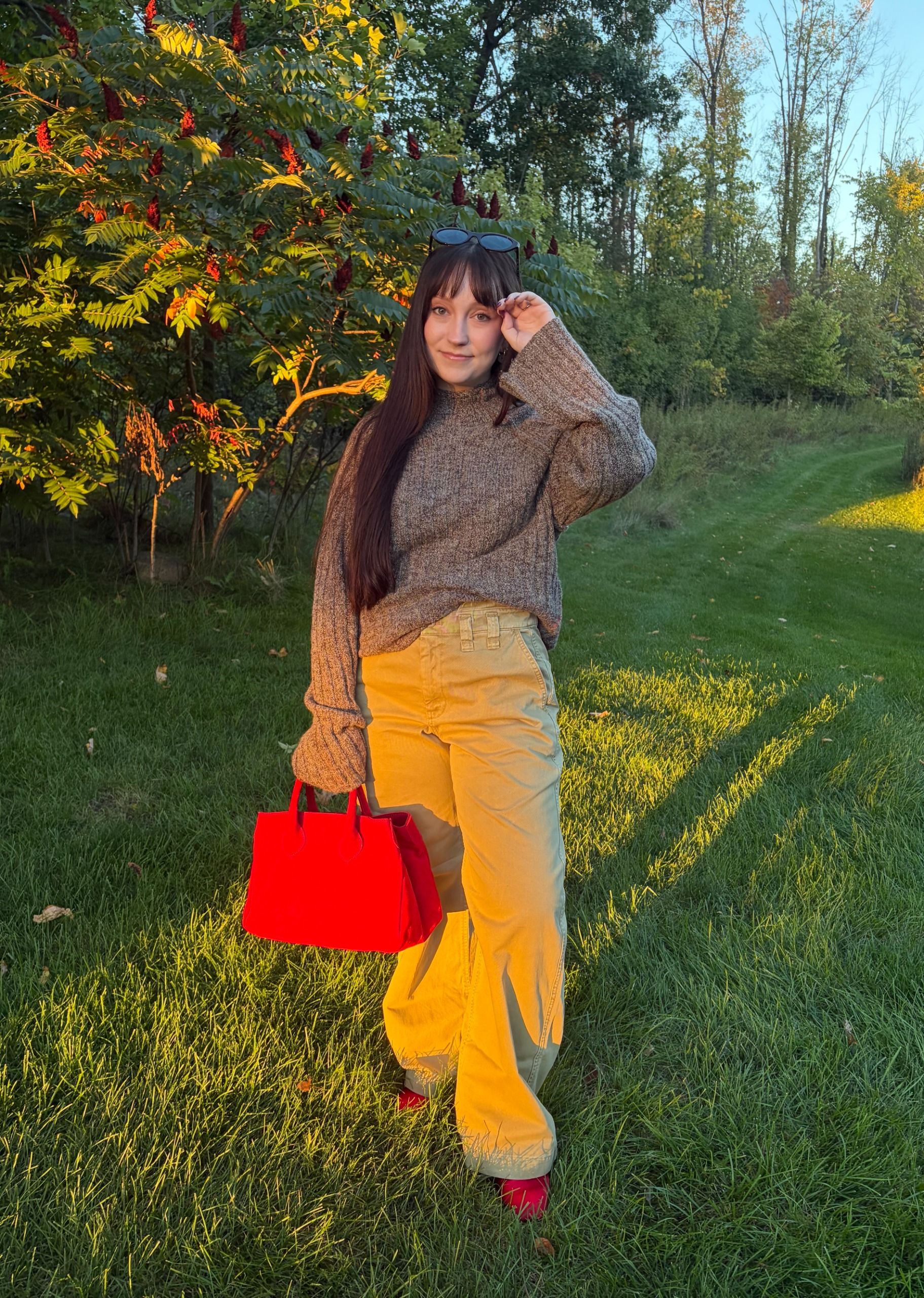 Meguire Hennes wore the J.Crew x Eckhaus Latta Rollneck Sweater from the collaboration for Fall 2026
