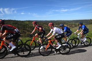 Magnus Sheffield with Geraint Thomas on the final stage of the Volta ao Algarve