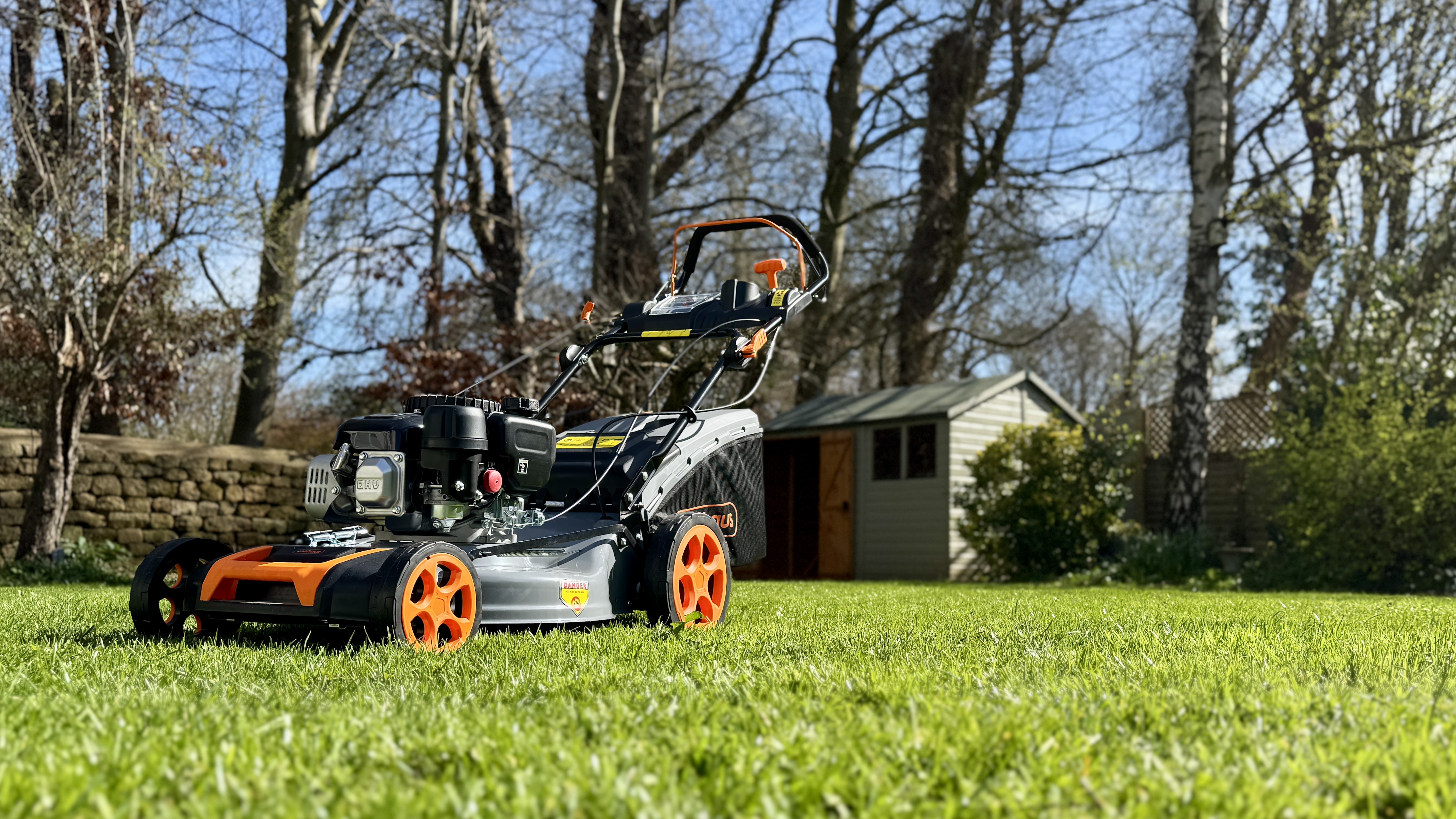 Vonhaus 171cc Petrol Lawn Mower being used on lawn
