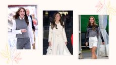 A composite image of Kate Middleton wearing Quiet Luxury looks.