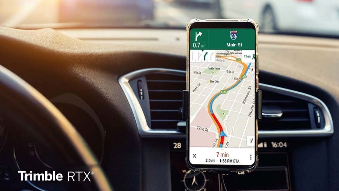 Google Maps real-time navigation on a smartphone