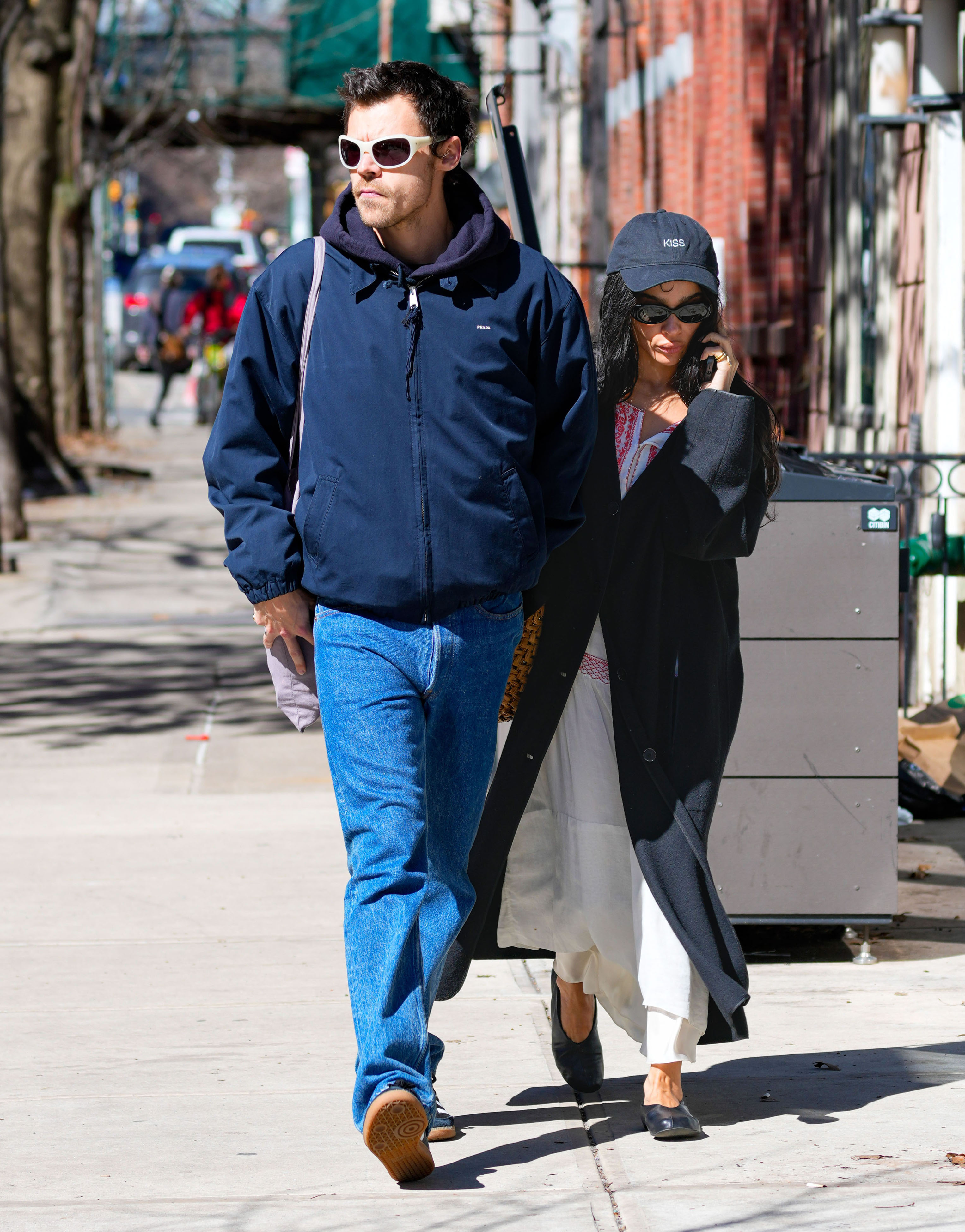Harry Styles and Zo&amp;euml; Kravitz walking in Brooklyn