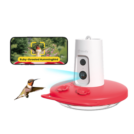 Birdfy Humming Bird Feeder With Camera, 1080p Fhd Hummingbird Feeder Camera With Ant Moat, Ai Identify Bird Species, Ideal Gift