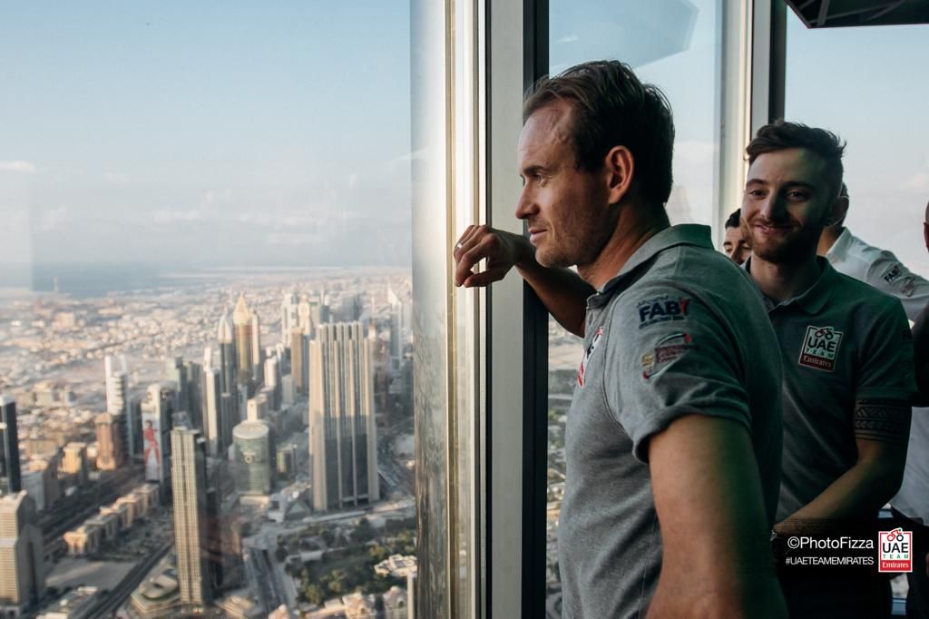 Alexander Kristoff looks out from the Burj Khalifa skyscraper