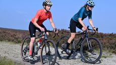 Two women riders on gravel bikes