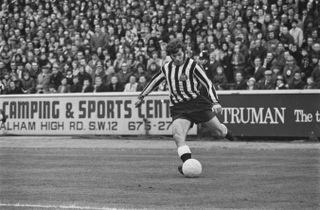 Malcolm MacDonald in action for Newcastle United against Chelsea in 1972.