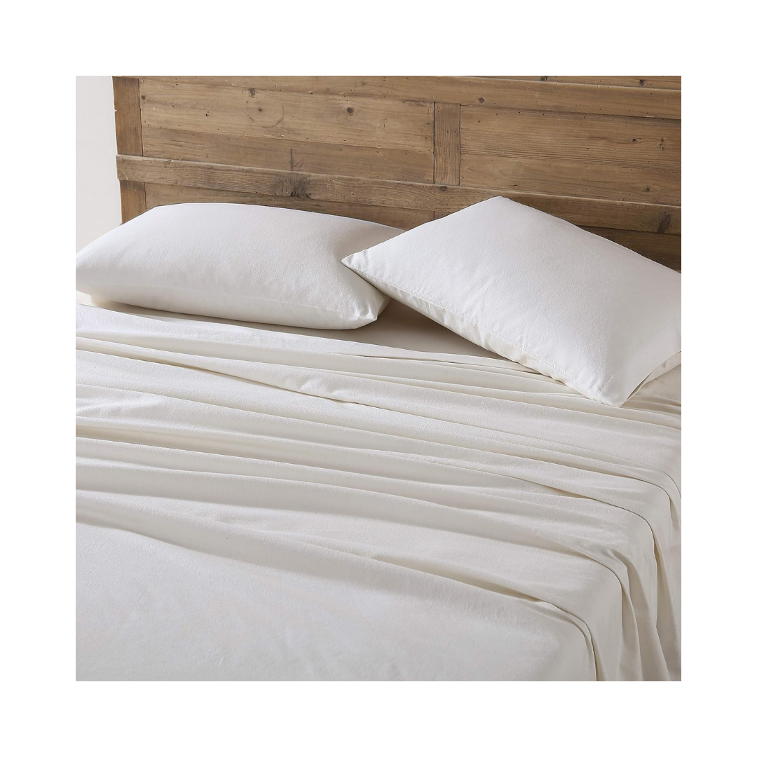 Ivory cotton flannel bedding set