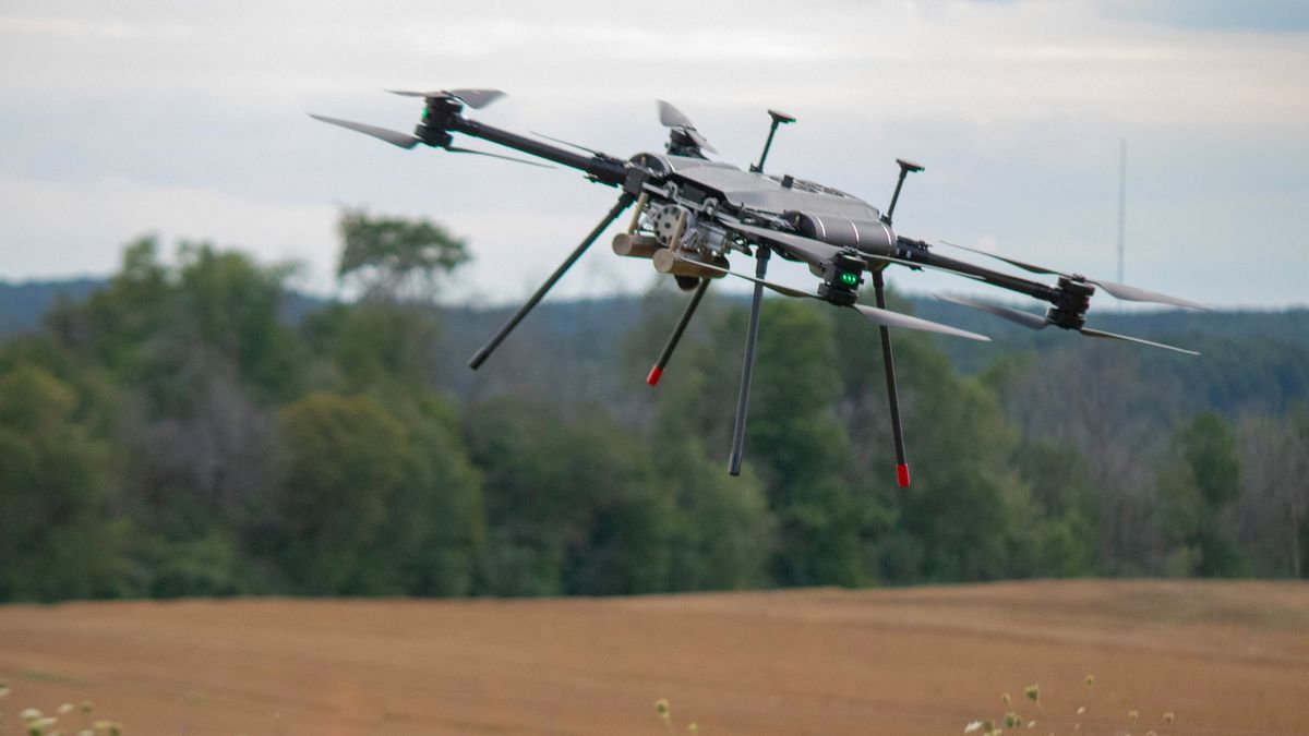 Pegasus G15 Sentinel flying over field and leaning into a turn