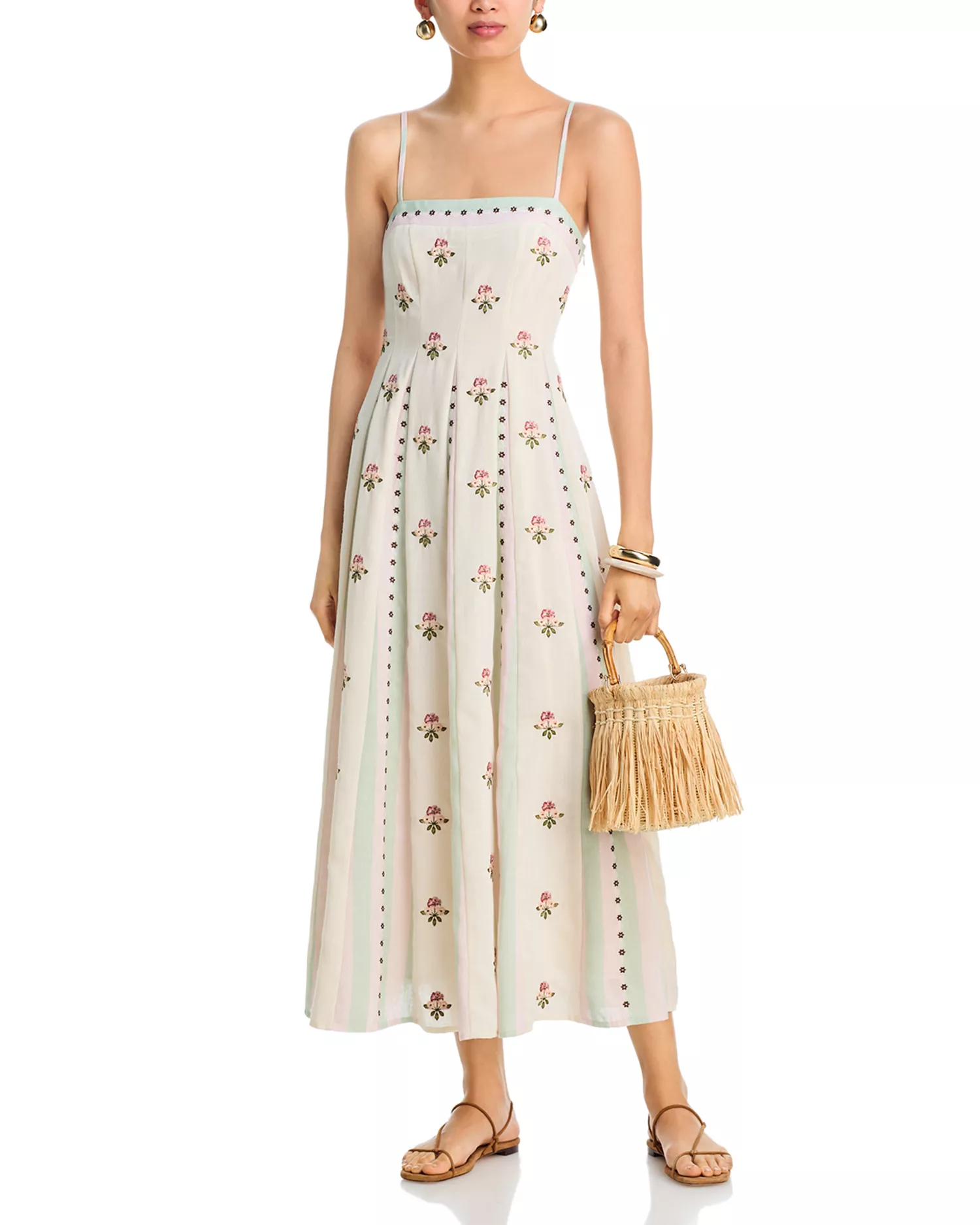 Embroidered Floral Midi Dress - Exclusive