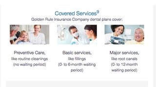 United Healthcare Golden Rule Dental Insurance review: An infographic showing the services covered