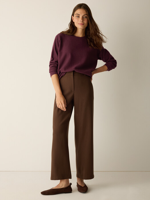 Stretch Wool Crepe Wide-Leg Trouser