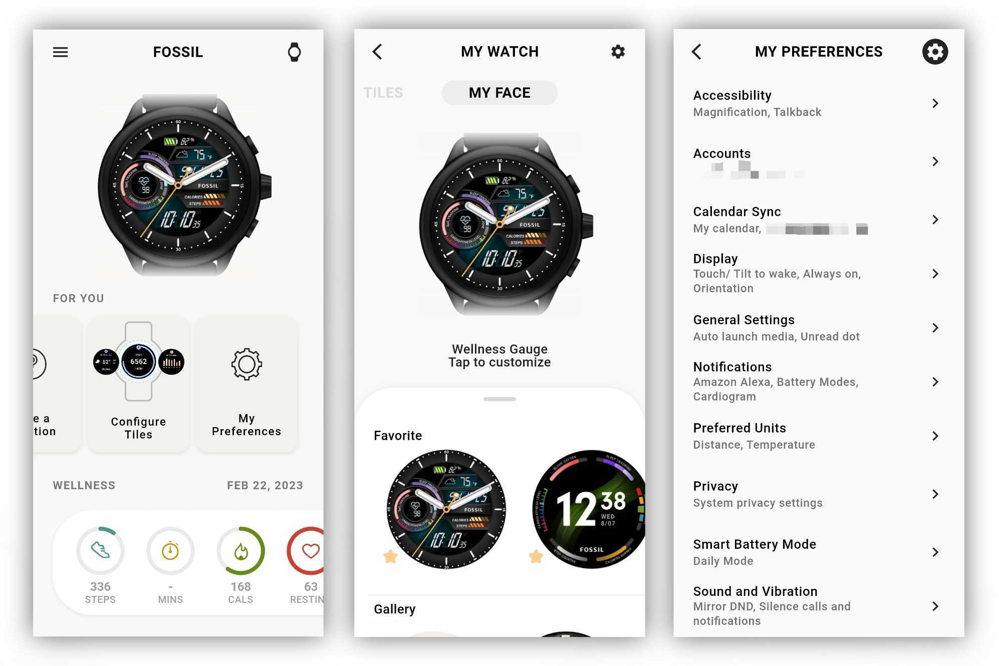 Access settings in the Fossil Smartwatches app