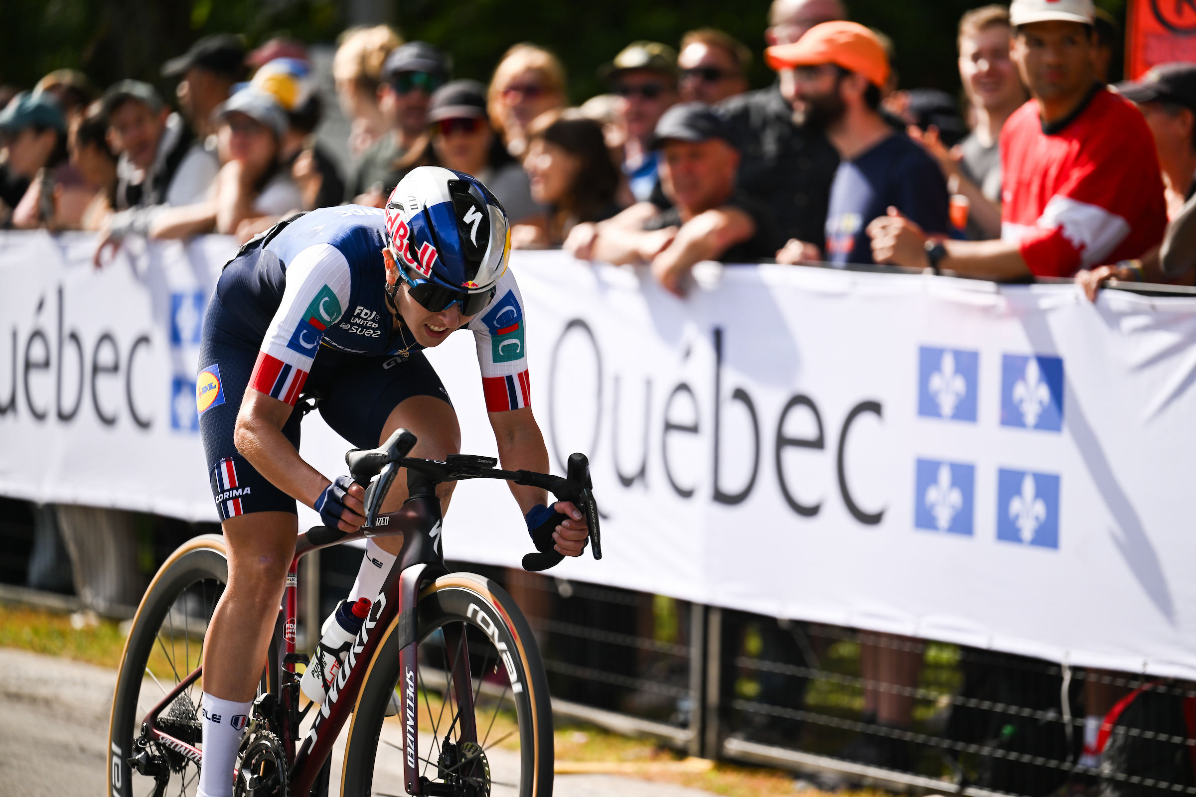Juliette Berthet during the women's road race at the World Championships 2026