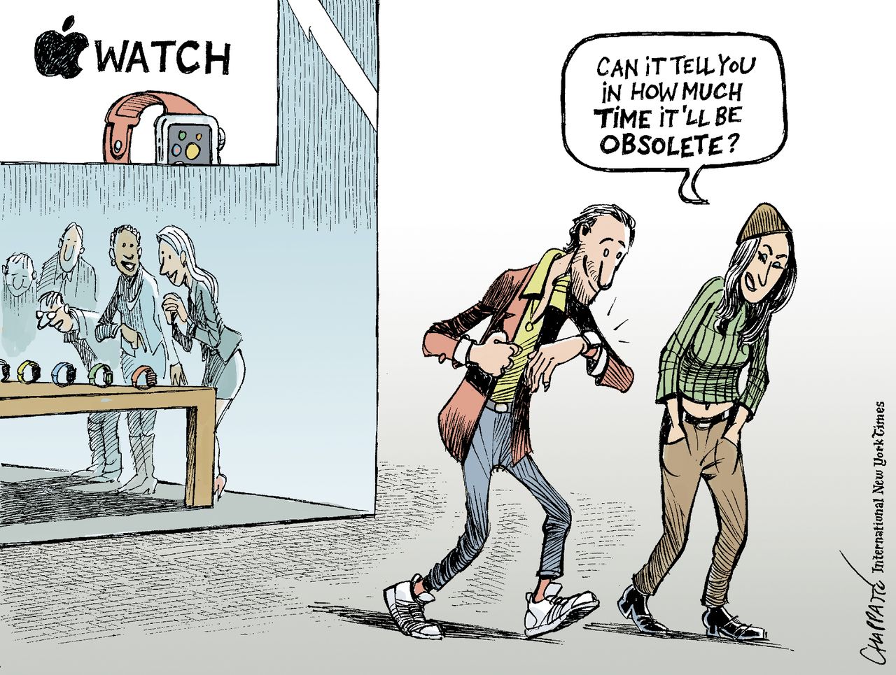 Editorial cartoon World Apple watch