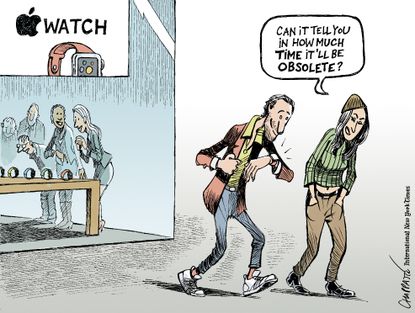 Editorial cartoon World Apple watch