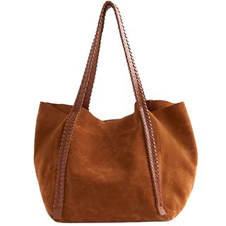 River Island Brown whipstitch suede shopper bag