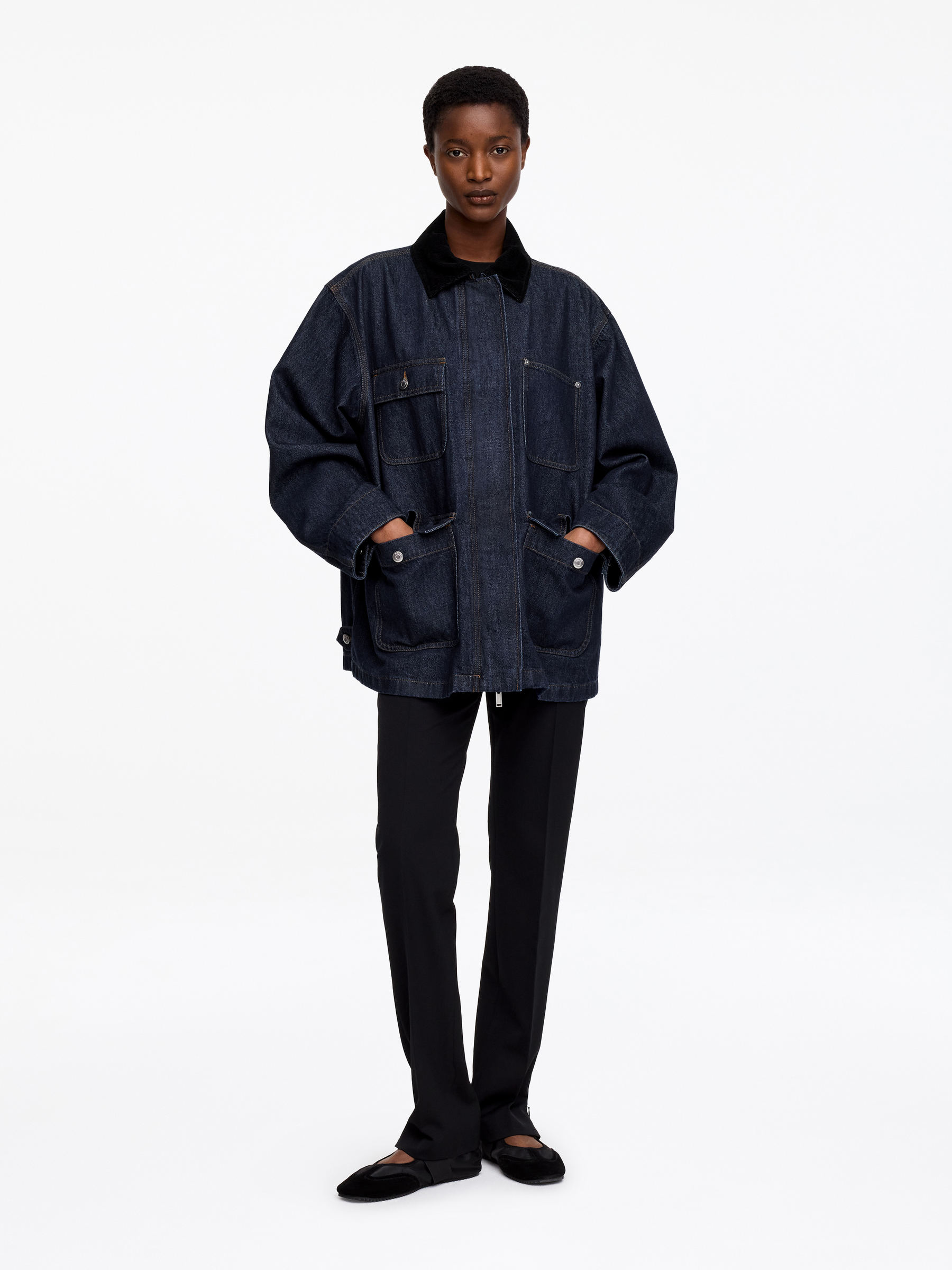 Oversized Denim Jacket - Dark Blue - Women - Arket GB