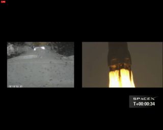 SpaceX's Falcon 9 Moments After Launch to International Space Station