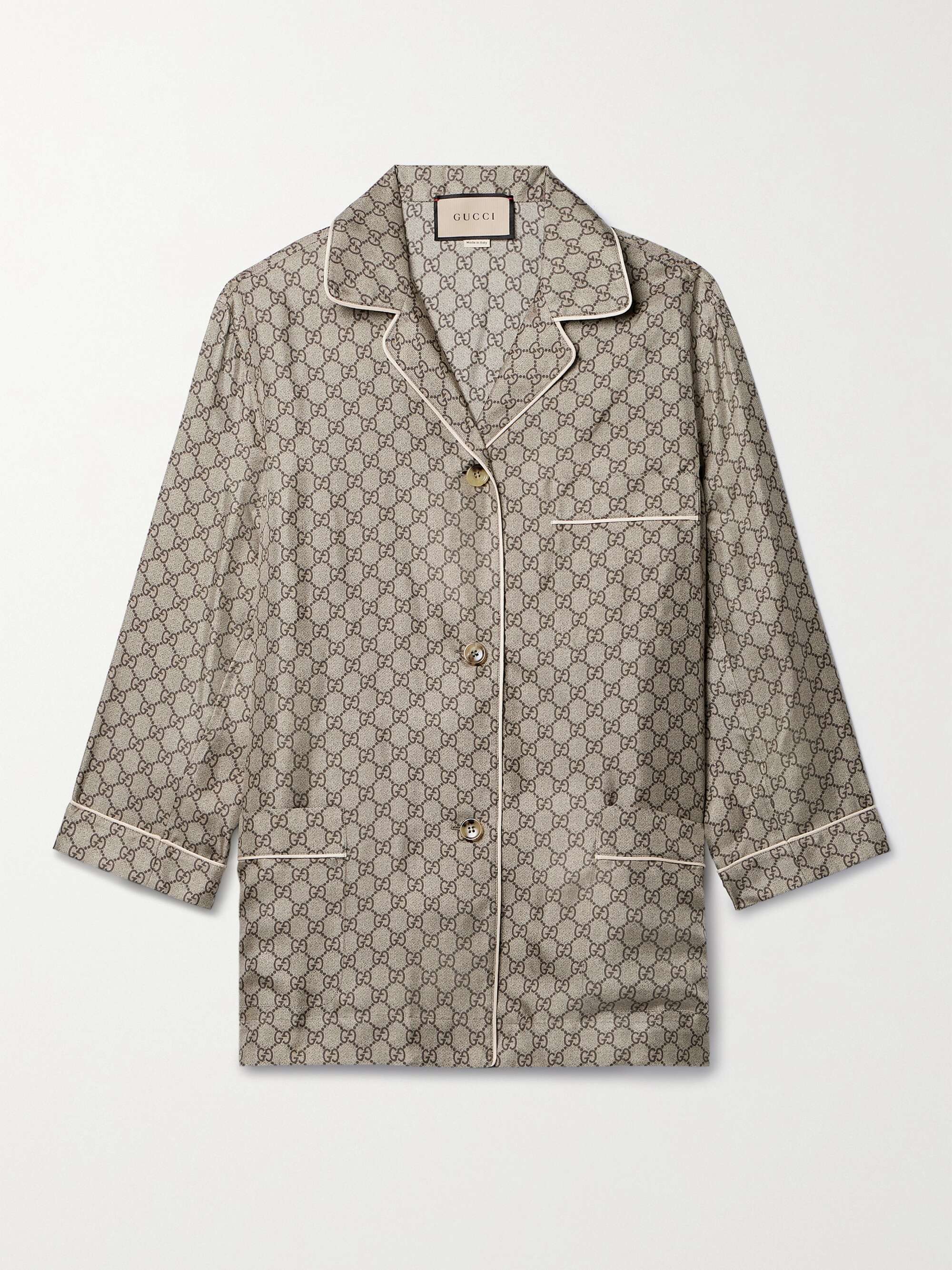 Silk-Satin Jacquard Shirt