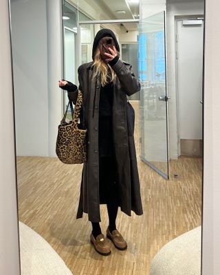 Influencer carrying a leopard-print bag