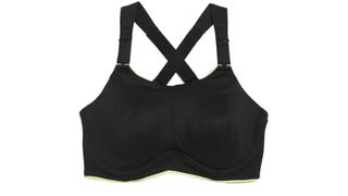 A black underwired M&S sports bra, one of the best high impact sports bras.