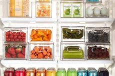 A selection of fridge storage boxes from The Container Store