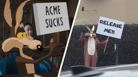 Coyote vs Acme and lone protester 