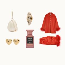 Flat lay image of Valentines Day gifts sold at Harvey Nichols