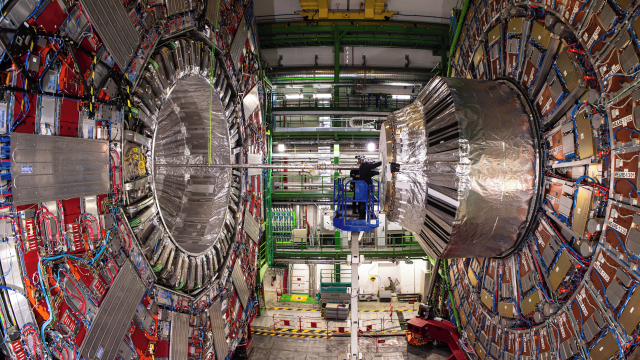 image showing two metallic cylinders inside a particle accelerator